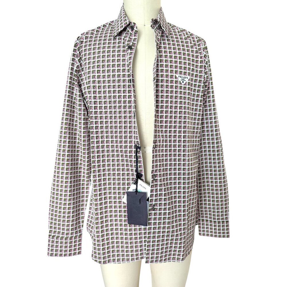 Prada UCM608 Men's 100% Cotton Long-Sleeve Shirt, Size 42 (16.5 neck)